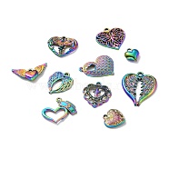 Rainbow Color Alloy Pendants, Mixed Shapes, 13~30x11~25x2~5mm, Hole: 1.5~2.5mm(FIND-G022-A01-M)