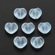 Transparent Glass Beads, Heart, Light Blue, 10.5x12x6.5mm, Hole: 1mm(GLAA-T022-24-D04)