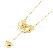 Ion Plating(IP) 304 Stainless Steel Bowknot & Heart Pendant Necklaces for Women, with Plastic Imitation Pearl Beads, Golden, 16.42 inch(41.7cm)(NJEW-K276-14G)