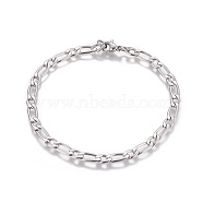 304 Stainless Steel Figaro Chain Bracelets, with Lobster Claw Clasps, Stainless Steel Color, 7-7/8 inch(20cm)(BJEW-I274-03S)