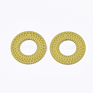 Acrylic Pendants, Imitation Woven Rattan Pattern, Donut, Olive, 47x4.5mm, Hole: 1.8mm(OACR-T014-10D)