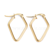 201 Stainless Steel Angular Hoop Earrings, with 304 Stainless Steel Pins, Rhombus, Golden, 25x17x2mm, 12 Gauge, Pin: 1x0.7mm(EJEW-I245-30F)