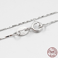 Rhodium Plated 925 Sterling Silver Coreana Chain Necklaces, with Spring Ring Clasps, Thin Chain, Platinum, 16 inch, 0.5mm(X-STER-M086-17A)