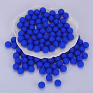 Round Silicone Focal Beads, Chewing Beads For Teethers, DIY Nursing Necklaces Making, Blue, 15mm, Hole: 2mm(SI-JX0046A-92)