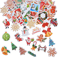 102Pcs Christmas Theme Plastic Self Adhesive Stickers, Snowflake Snowman Gingerbread Man Waterproof Decals, for Party Decorative Presents, Colorful, 28~75x36~74x0.2mm(DIY-SC0021-89)