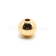 Brass Beads, Long-Lasting Plated, Round, Real 14K Gold Plated, 8x7mm, Hole: 2mm(KK-WH0051-02B-G)