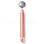 Brass Massage Sticks, Massage Tools, with Synthetic Terahertz Stone Acupuncture, Rose Gold, 152x28.5x32.5mm(G-F767-12RG)