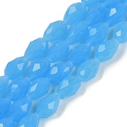 Electroplate Imitation Jade Glass Beads Strands, Faceted, Teardrop, Deep Sky Blue, 11.5x8mm, Hole: 1.2mm, about 55~57pcs/strand, 25.59 inch(65cm)(EGLA-N013-J8mm-D05)