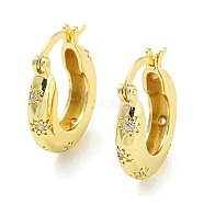 Flower Pattern Rack Plating Brass Micro Pave Cubic Zirconia Thick Hoop Earrings for Women, Long-Lasting Plated, Cadmium Free & Lead Free, Real 18K Gold Plated, 23.5x4.5mm(EJEW-P239-02G)