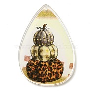 Halloween Theme Opaque Acrylic Pendants, Pumpkin, 44.5x30.5x2mm, Hole: 1.6mm(SACR-Z004-03F)