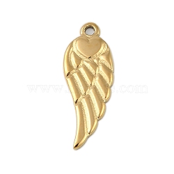 Ion Plating(IP) 304 Stainless Steel Pendants, Wing Charm, Real 18K Gold Plated, 20x7.5x1.5mm, Hole: 1.2mm(STAS-U019-52G)