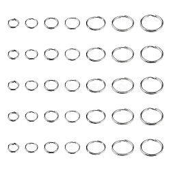 700Pcs 7 Styles 201& 304 Stainless Steel Split Rings, Double Loops Jump Rings, Stainless Steel Color, 4.5~18x1~2.5mm, Inner Diameter: 3.5~15mm, Single Wire: 0.5~1.25mm, 100pcs/style(STAS-CJ0002-17)