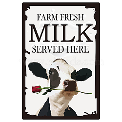 Rectangle Metal Iron Sign Poster, for Home Wall Decoration, Cow Pattern, 300x200x2.2mm(AJEW-WH0157-300)