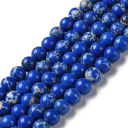 Synthetic Imperial Jasper Dyed Beads Strands, Round, Blue, 6mm, Hole: 1.4mm, about 60~62pcs/strand, 14.72''~15.28''(37.4~38.8cm)(G-D077-A01-01A)