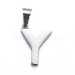 304 Stainless Steel Letter Pendants, Manual Polishing, Alphabet, Stainless Steel Color, Letter.Y, 18x13x3.5mm, Hole: 6.5x3.5mm(STAS-H127-Y-P)