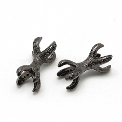 Rack Plating Brass Cubic Zirconia Beads, Long-Lasting Plated, Claw, Gunmetal, 22x13x7.5mm, Hole: 2mm(ZIRC-S047-01B)