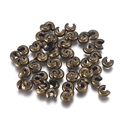 Brass Crimp Beads Covers, Antique Bronze, 6.5x5.5x3.5mm, Hole: 2mm, about 100pcs/bag(KK-CJC0001-06C-AB)