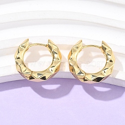 304 Stainless Steel Textured Hoop Earrings for Women, Real 18K Gold Plated, 19x20x5mm(EJEW-U060-01A-G)