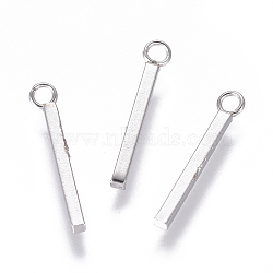 Non-Tarnish 304 Stainless Steel Pendants, Rectangle, Stainless Steel Color, 18x1.5x1.5mm, Hole: 1.8mm(STAS-F227-05A-P)