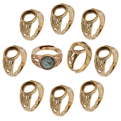 10Pcs Adjustable Brass Finger Rings Components, Ring Settings, Cadmium Free & Lead Free, Flat Round, Raw(Unplated), US Size 7 3/4(17.9mm), Tray: 10mm(KK-CA0002-20)