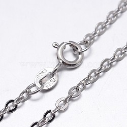 Anti-Tarnish Rhodium Plated 925 Sterling Silver Cable Chains Necklaces, with Spring Ring Clasps, Platinum, 20 inch, 1.3mm(NJEW-M157-30C-20)