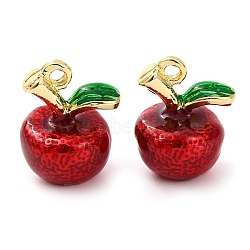 Alloy Enamel Pendants, Fruits Charms, Cherry, 16.5x13x11mm, Hole: 1.6mm(PALLOY-S032-01A-010)