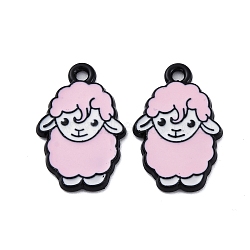 Spray Painted Alloy Pendants, Sheep, Lavender Blush, 20x13x1.5mm, Hole: 1.6mm(PALLOY-S194-01A-EB)