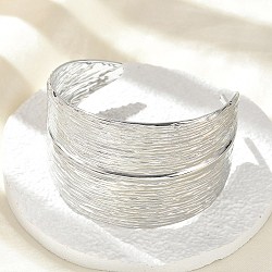 304 Stainless Steel Cuff Bangles for Women, Feather, Texture, Stainless Steel Color, Inner Diameter: 2-1/4 inch(5.85cm)(BJEW-Z096-02P)