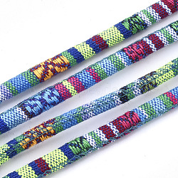 Ethnic Style Cloth Cords, with Cotton Cord Inside, Colorful, 6.5~7x5mm, about 109.36 yards(100m)/bundle(OCOR-S034-05)