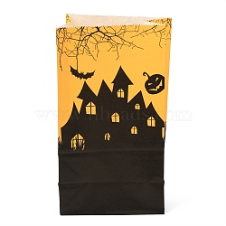 Halloween Theme Kraft Paper Bags, Gift Bags, Snacks Bags, Rectangle, Tower Pattern, 23.2x13x8cm(CARB-H030-A07)
