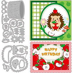 2Pcs 2 Styles Autumn Them Carbon Steel Cutting Dies Stencils, for DIY Scrapbooking, Photo Album, Decorative Embossing Paper Card, Stainless Steel Color, Matte Style, Hedgehog, Apple Pattern, 7.5~8.6x8.8~13.9x0.08cm, 1pc/style(DIY-WH0309-542)