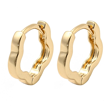 Brass Hoop Earrings for Women, Flower, Light Gold, 13x2.5mm