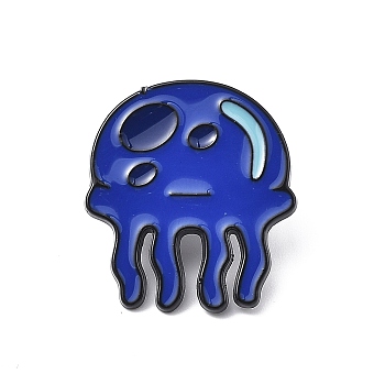 Jellyfish Enamel Pins, Electrophoresis Black Alloy Cartoon Brooch for Backpack Clothes, Marine Blue, 29x26x1.7mm