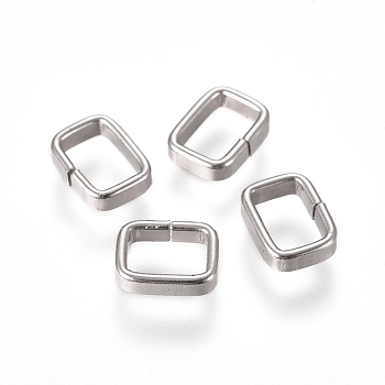 201 Stainless Steel Quick Link Connectors, Linking Rings, Closed but Unsoldered, Rectangle, Stainless Steel Color, 6.5x5x1.5mm, Inner Diameter: 5x3.5mm