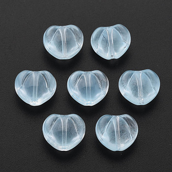 Transparent Glass Beads, Heart, Light Blue, 10.5x12x6.5mm, Hole: 1mm