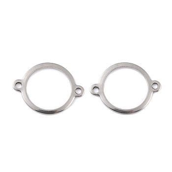 201 Stainless Steel Links Connectors, Flat Round, Stainless Steel Color, 16x21x1mm, Hole: 1.6mm