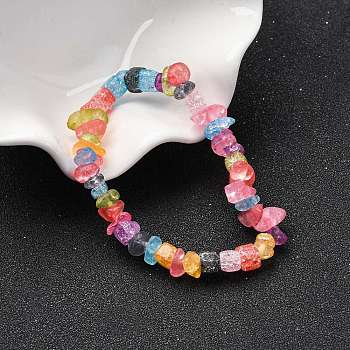 Unisex Synthetic Crackle Quartz Chips Beads Stretch Bracelets, Dyed & Heated, Inner Diameter: 1-3/4~2 inch(4.5~5cm)