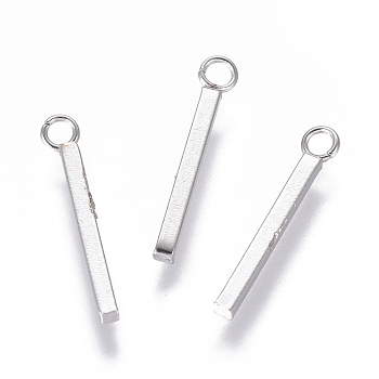 Non-Tarnish 304 Stainless Steel Pendants, Rectangle, Stainless Steel Color, 18x1.5x1.5mm, Hole: 1.8mm