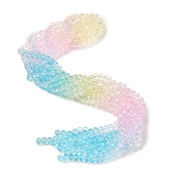 Transparent Painted Glass Beads Strands, Faceted, Rondelle, Colorful, 6x5mm, Hole: 1mm, about 80pcs/strand, 16.54''(42cm)