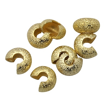 Brass Crimp Beads Covers, Golden, 3.2mm In Diameter, Hole: 1.2mm
