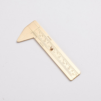Brass Vernier Caliper, Mini Sliding Pocket Caliper, for Measuring Jewelry Components Bead Wire, Golden, 97.3x18~39x2.4~5.8mm