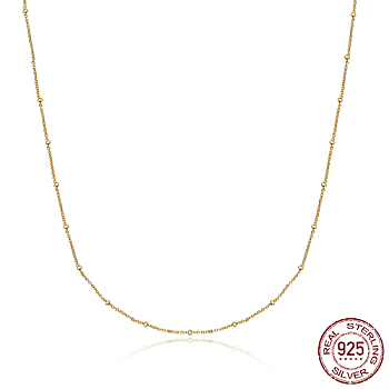 925 Sterling Silver Satellite Chains Necklaces, Real 18K Gold Plated, 18.90 inch(48cm)