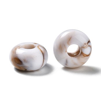Imitation Gemstone Opaque Acrylic Beads, Large Hole Beads, Rondelle, Camel, 14x8mm, Hole: 5mm, about: 520pcs/500g