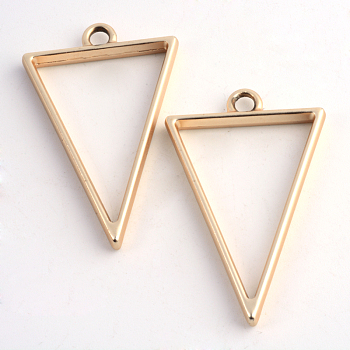 Rack Plating Alloy Triangle Open Back Bezel Pendants, For DIY UV Resin, Epoxy Resin, Pressed Flower Jewelry, Hollow, Cadmium Free & Nickel Free & Lead Free, Matte Gold Color, 39x25x3.5mm, Hole: 3mm