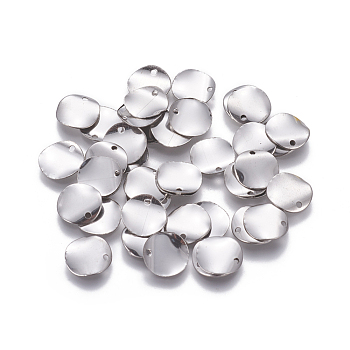 201 Stainless Steel Charms, Stamping Blank Tag, Flat Round, Stainless Steel Color, 10x0.2mm, Hole: 1.2mm