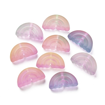Rubberized Style Luminous Transparent Acrylic Beads, Half Round, Mixed Color, 14x26.5x9mm, Hole: 2.8mm