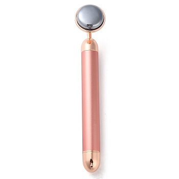 Brass Massage Sticks, Massage Tools, with Synthetic Terahertz Stone Acupuncture, Rose Gold, 152x28.5x32.5mm