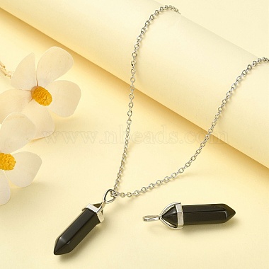 2Pcs Natural Obsidian Double Terminal Pointed Pendants(G-YW0002-04)-6