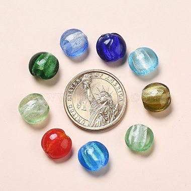 Perles en verre d'argent feuille manuelles(X-SLF12MMY-1)-5