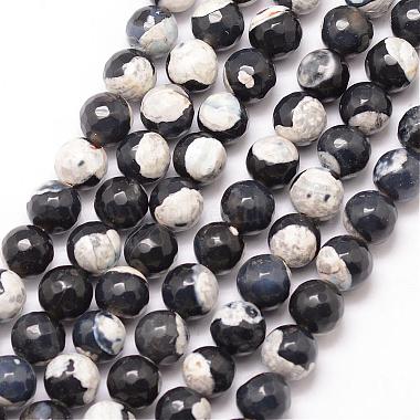 8mm Black Round Fire Agate Beads